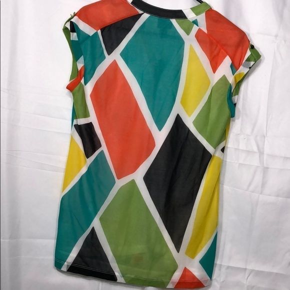 Worthington multi fall colored sleeveless blouse women's medium color block NWT - Picture 2 of 7